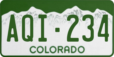 CO license plate AQI234