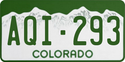 CO license plate AQI293