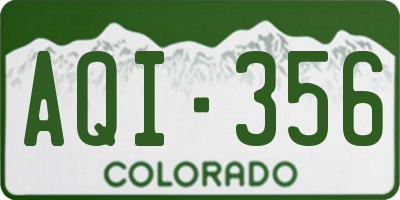 CO license plate AQI356