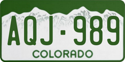 CO license plate AQJ989