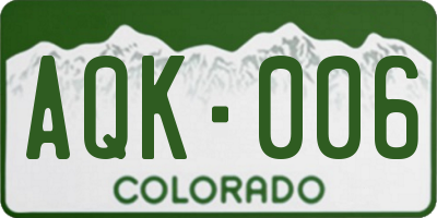 CO license plate AQK006