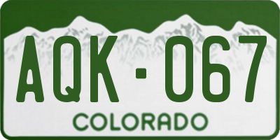CO license plate AQK067