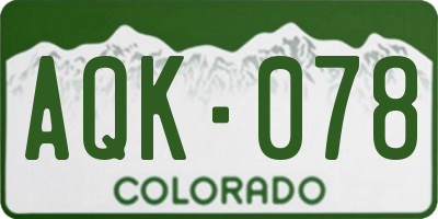 CO license plate AQK078