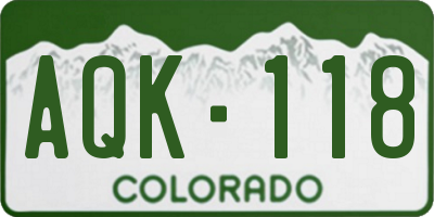 CO license plate AQK118