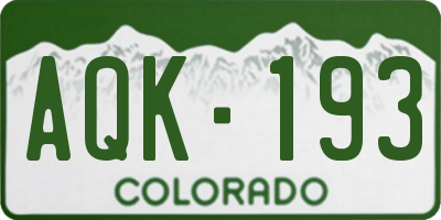 CO license plate AQK193