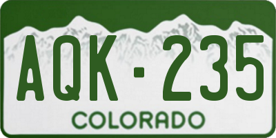 CO license plate AQK235