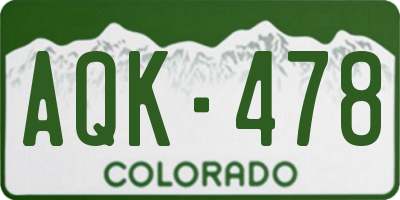CO license plate AQK478
