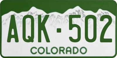 CO license plate AQK502