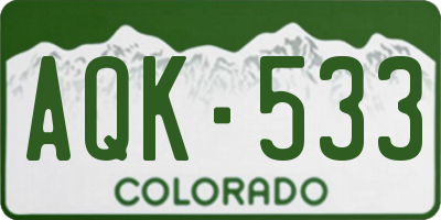 CO license plate AQK533