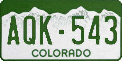 CO license plate AQK543