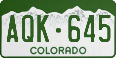 CO license plate AQK645