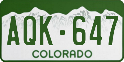 CO license plate AQK647