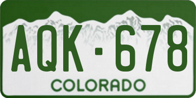 CO license plate AQK678