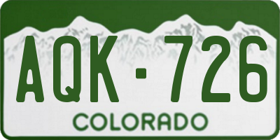 CO license plate AQK726