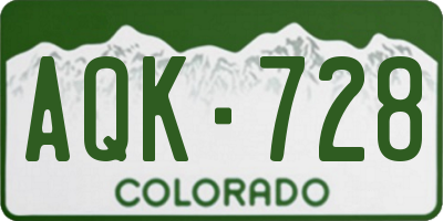 CO license plate AQK728
