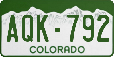 CO license plate AQK792