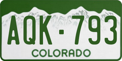 CO license plate AQK793