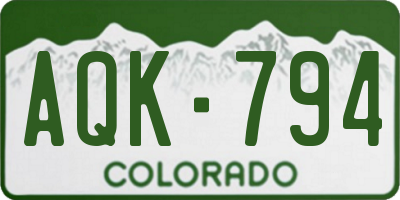CO license plate AQK794