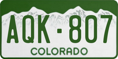 CO license plate AQK807