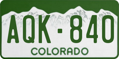 CO license plate AQK840