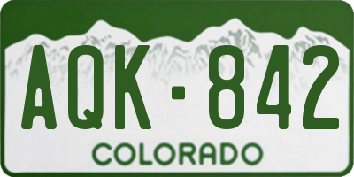 CO license plate AQK842