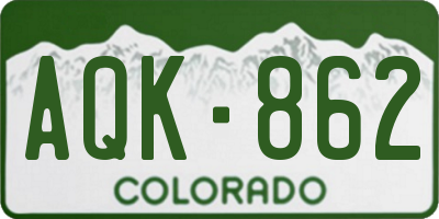 CO license plate AQK862