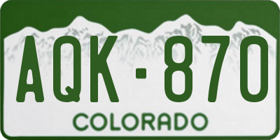 CO license plate AQK870