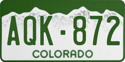 CO license plate AQK872