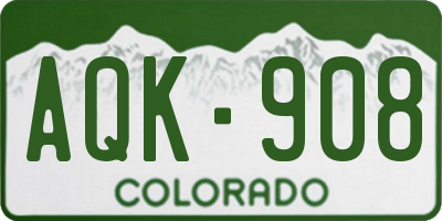 CO license plate AQK908