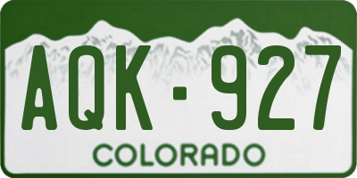 CO license plate AQK927