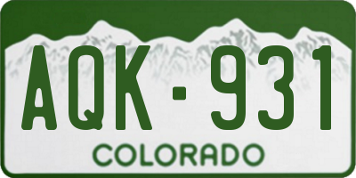 CO license plate AQK931