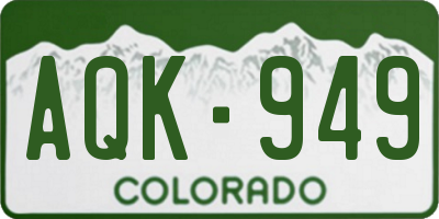 CO license plate AQK949