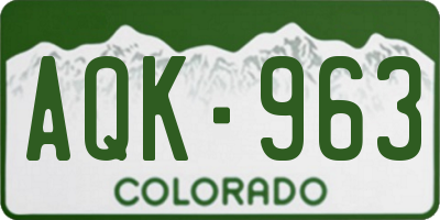 CO license plate AQK963