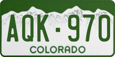 CO license plate AQK970