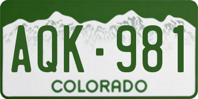 CO license plate AQK981