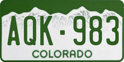 CO license plate AQK983