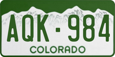 CO license plate AQK984