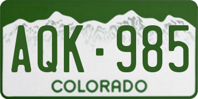 CO license plate AQK985