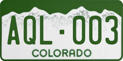 CO license plate AQL003