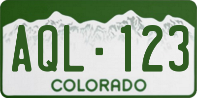 CO license plate AQL123