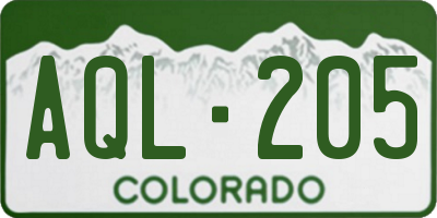 CO license plate AQL205