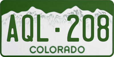 CO license plate AQL208