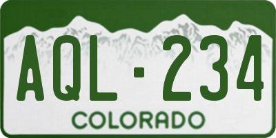 CO license plate AQL234