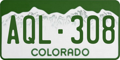 CO license plate AQL308
