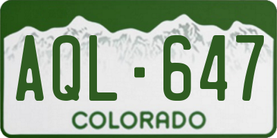 CO license plate AQL647
