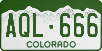 CO license plate AQL666