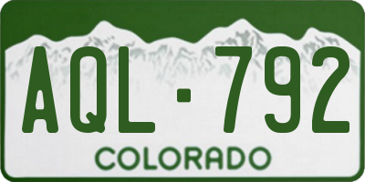 CO license plate AQL792