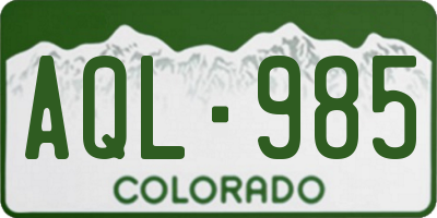 CO license plate AQL985