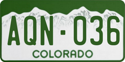 CO license plate AQN036