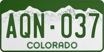 CO license plate AQN037